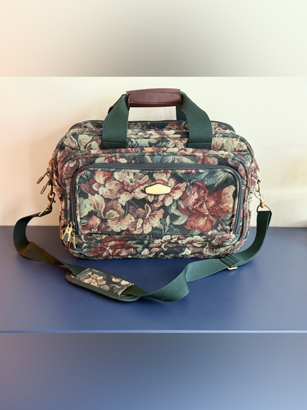 Ricardo Beverly Hills Vintage Floral Tapestry Travel Bag Weekender Carry On 16”